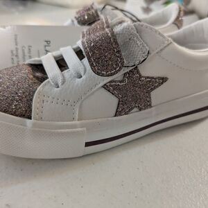 White and Glitter Star Kids Shoes